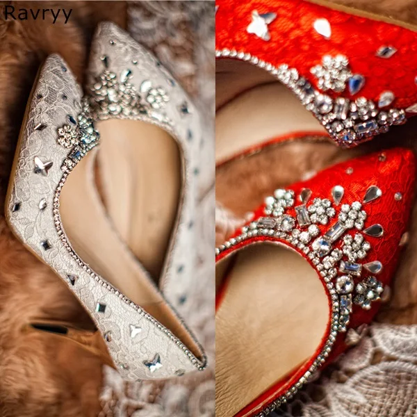 

Bride wedding dress shoes luxury crystal dress shoes rhinestone woman high heels slip-on female sexy pump pointed toe stiletto