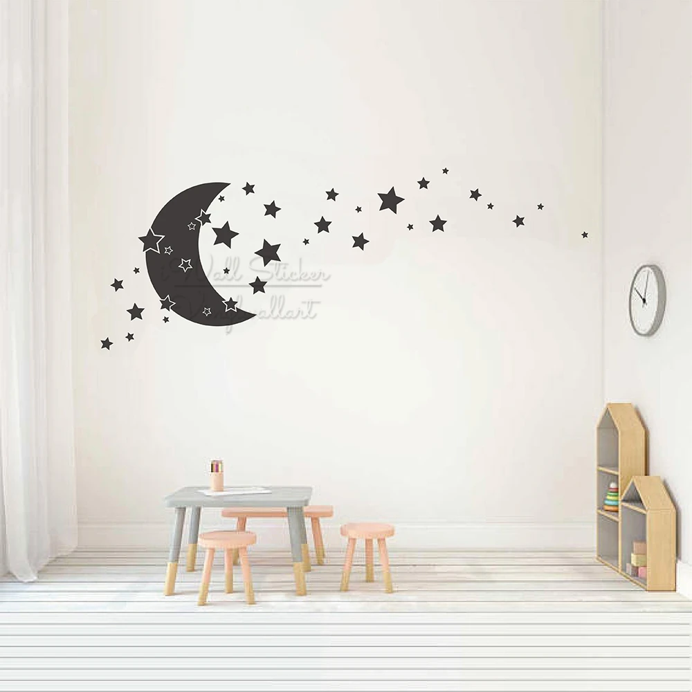 moon and stars wall decal