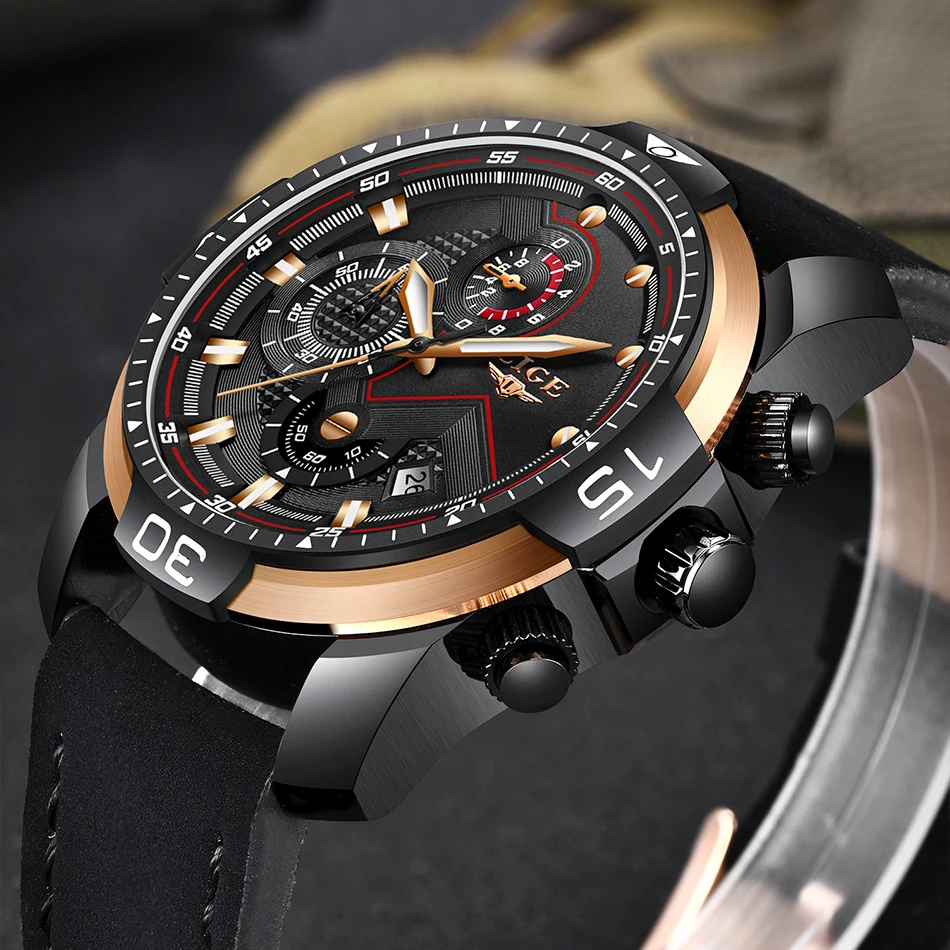 LIGE для мужчин s часы лучший бренд класса люкс Военная Униформа спортивные часы для мужчин водонепроницаемые наручные часы с кожаным