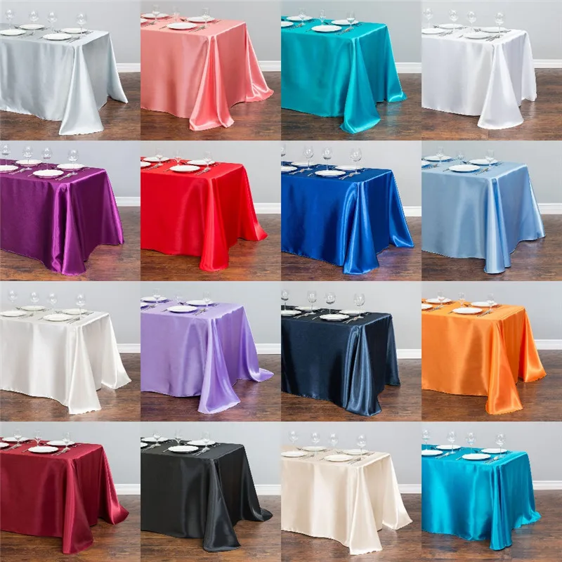 White Satin Table Cloth 140cmx250cm Rectangle Table Cover WholeSale