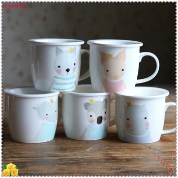 

1set Cute Cartoon Ceramic Mug With Lid Lovers Mug Gift Cup Home Office Porcelain Milk Coffee Cup Home Beer Tea Mug 5ZDZ331