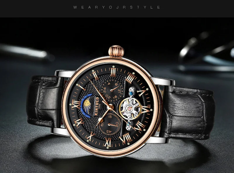 003KINYUED Top Brand Luxury Mechanical Watches for Men Moon Phase Automatic Watch Tourbillon Skeleton Sports Clock Steampunk Watchs (14)