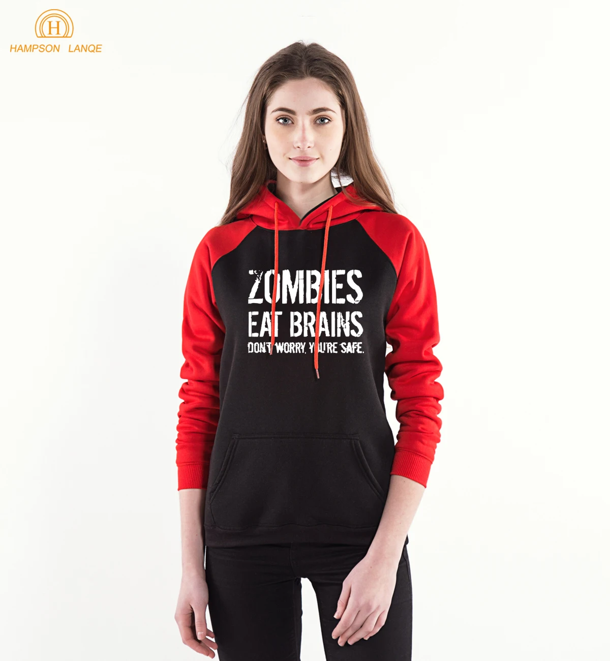 Zombies Eat Brains You're Safe Brand Funny Hooded Women 2019 New Spring