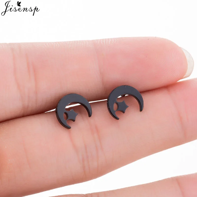 Korean Fashion Woman Moon Star Stainless Steel Earrings Accessories Jewelry Female Ear Studs boucle d'oreille
