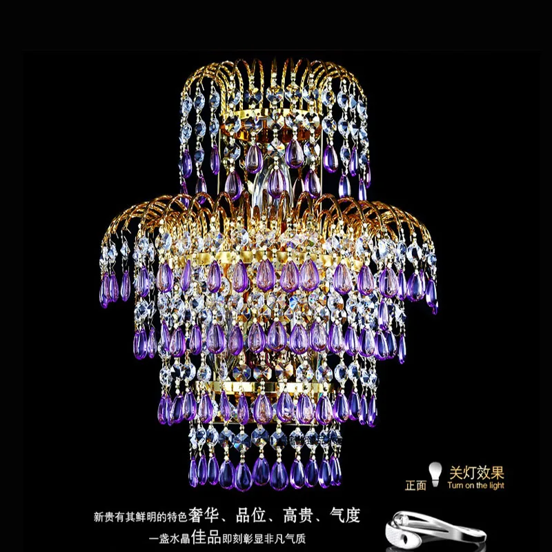 100% K9 Crystal wall Lamp Wall European Creative Modern Minimalist Living Room Bedroom Bedside Lighting purple crystal wall ligh 100% K9 Crystal wall Lamp Wall European Creative Modern Minimalist Living Room Bedroom Bedside Lighting purple crystal wall ligh