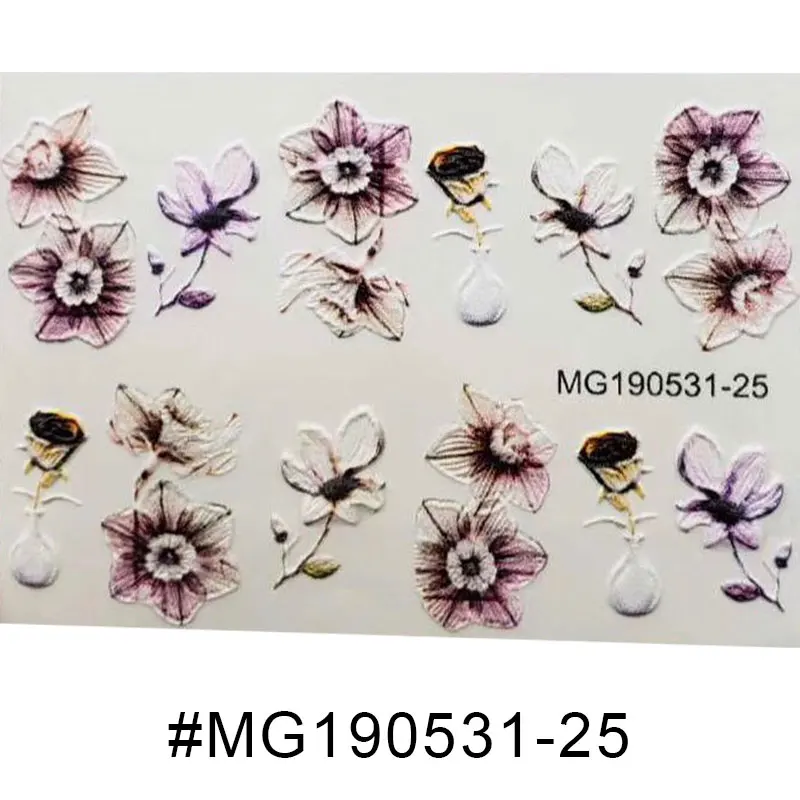 3D Nail Decal Floral / Rose / Butterflies Water Transfer Fashion Sticker Nail Wraps 3 D Slide Nail Art - Цвет: Армейский зеленый