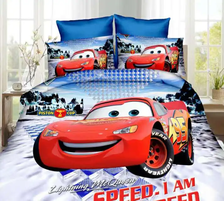 Juego de ropa de Lightning McQueen Cars, edredón de tamaño individual para niño, funda de edredón, decoración del hogar para niño, ropa de cama nueva de dibujos animados _ -