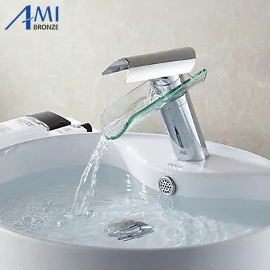 Ванная раковина смеситель кран хром полированное стекло водопад латунь круглый смеситель BF005