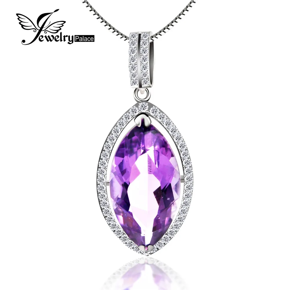 

Slim Lady Sexy STUNNING Pendant Genuine Marquise Amethyst Gemstone Halo Shining Cubic Zirconia Around Solid 925 Sterling Silver