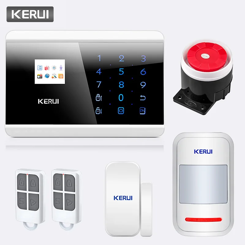 KERUI, 433 МГц, 8218 г, PSTN GSM сигнализация, Двойная сеть, сенсорный, двойное приложение, контроль, домашняя охранная сигнализация, датчик, детектор, охранный комплект