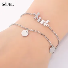 SMJEL из нержавеющей стали сова мальчик и девочка очаровательный браслет семья мама ребенок папа двухслойный Золотой Фигаро цепи браслеты для мужчин и женщин