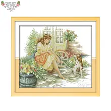 Alegria Domingo 14CT 11CT Contados e Carimbado O Sabbatic Menina kits de Ponto Cruz para a Decoração Home R428(China)