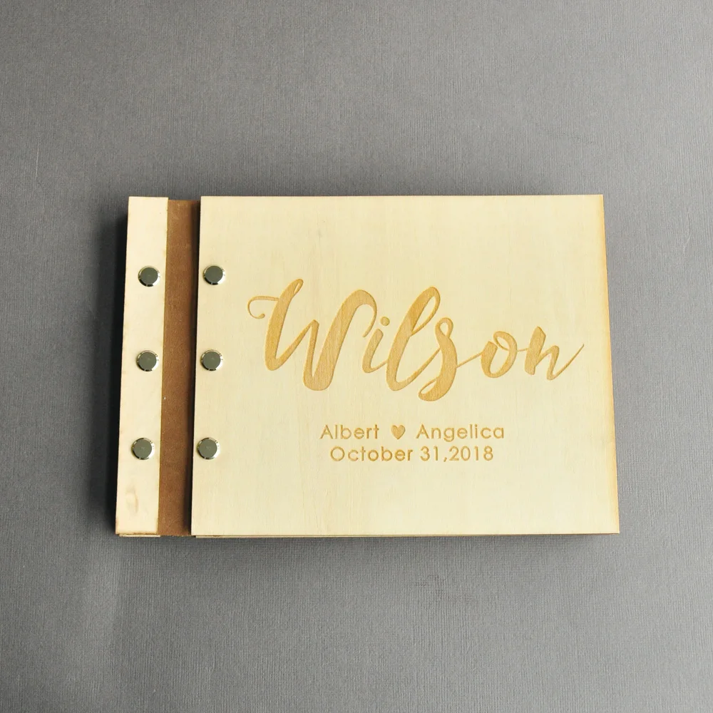 

Personalised Wedding Guest Book Alternative, Wooden Wedding Guestbook with 50 Pages, Custom Wedding Guest Book A4 size