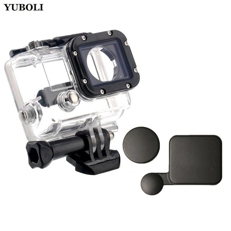 

YUBULI Gopro accessories go pro hero3 waterproof case + len cap case cover for Gopro hero 3 black/white/silver edition camera