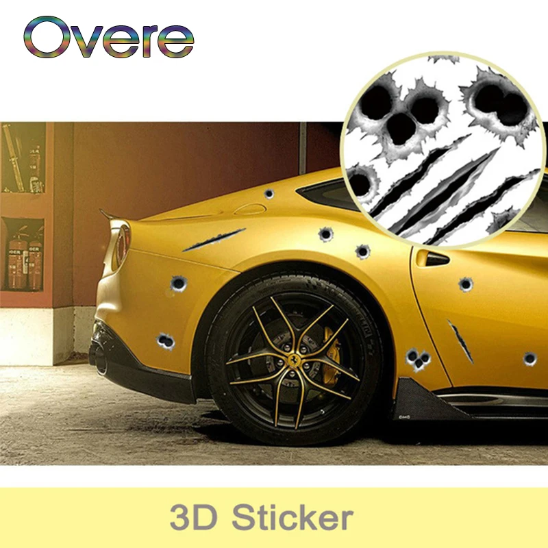 Overe Car Sticker Cover Bullet Hole 3D Styling For Peugeot 508 308 206 307 207 407 2008 Citroen C4 C5 Opel Astra j h Insignia | Автомобили