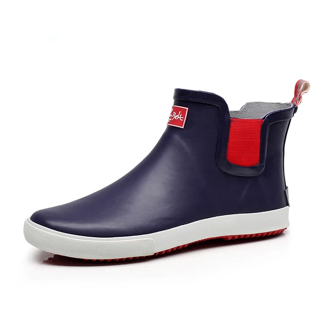 Black Rubber Rain Boots Mens Pvc Slip On Anti slip Casual Ankle