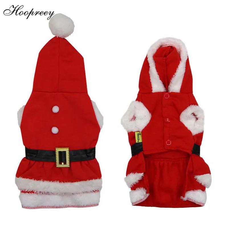 크리스마스 강아지 옷 산타 클로스 겨울 양털 개 점프 슈트 커플 착용 고양이 드레스 작은 강아지 치와와 테디 의상 10aDog