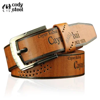 

Cody Steel Retro PU Leather Man Fashion Belt Pin Buckle Male Belt High Quality Hollow Second Layer Jeans Belt Strap Male