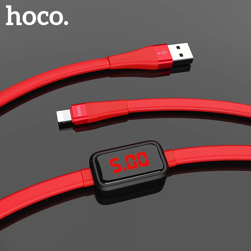 HOCO usb cable for iphone cable 11 Pro X XS XS Max XR 8 7 ipad2 on-screen Timing charging fast charge phone charger data adapter