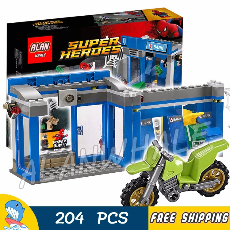 

207pcs Super Heroes Spider-Man ATM Heist Battle Bank Getaway Bike 10742 Figure Building Blocks Toys Compatible With LegoING