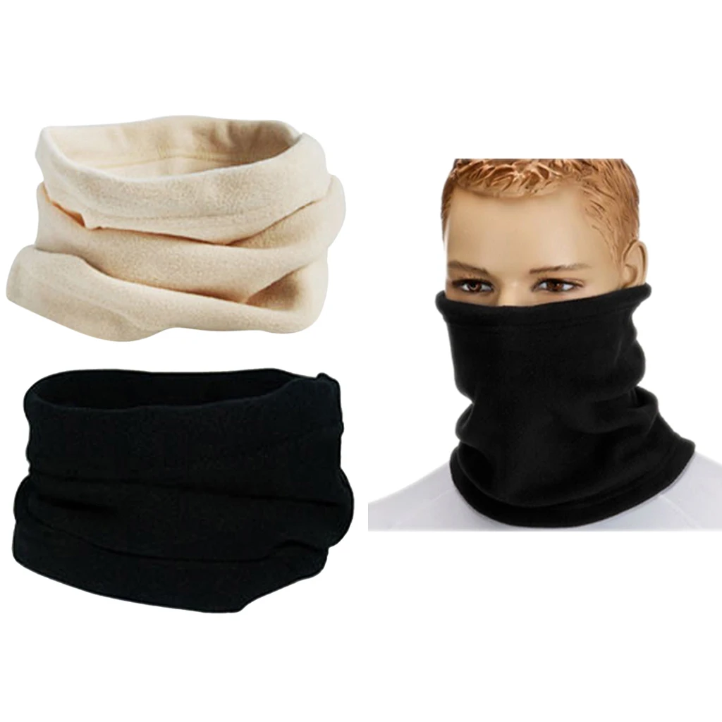 Pack of 2pcs Men Women Polar Fleece Neck Warmer Comfy Snood Scarf Ski Motorbike Masks