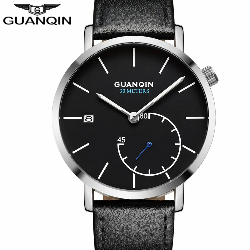 

relogio masculino GUANQIN Luxury Brand Watches Men Creative Clock Male Casual Fashion date Leather Strap Quartz Watch 19083 D