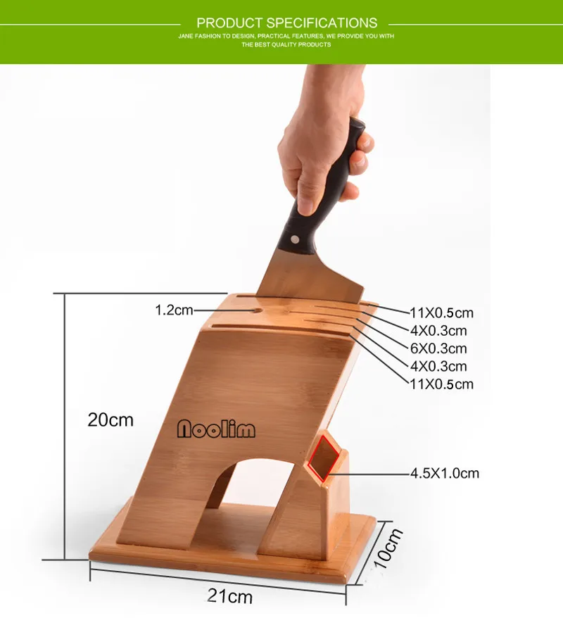 NOOLIM Многофункциональные кухонные аксессуары бамбуковая подставка под ножи вентилируемая сушилка для ножей отдых здоровье креативный деревянный нож блок