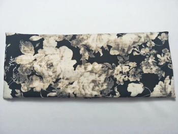 

P17143 Good stretch new fashion beige flower printed head bands black plain headband cotton hair headband for women