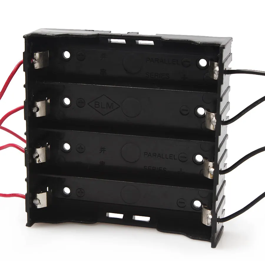 

100pcs/Lots 7.7cmx7.8cmx2.1cm Battery Storage Case Plastic Storage Box Holder For 4 x 18650 3.7V Batteries With 8pcs Wire Leads