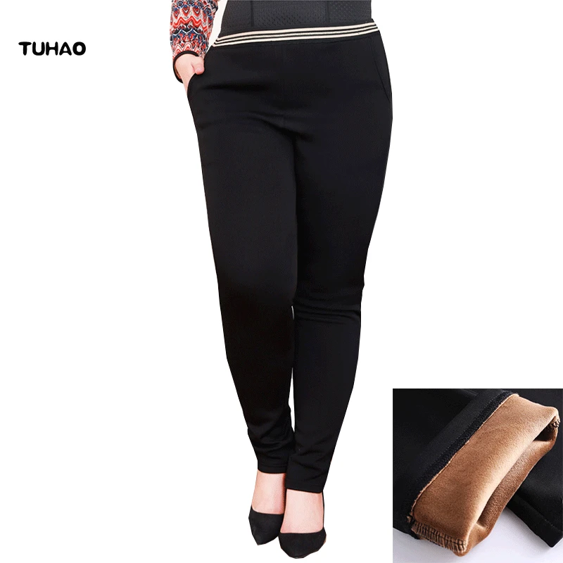 

TUHAO Women Winter Warm Thick Office Lady Pants Plus Size 10XL 8XL 6XL Trousers Pencil Pants STRIPED Large Size Pant PQ27
