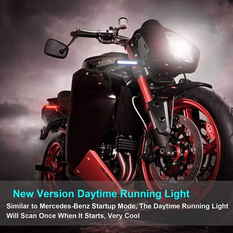 

4 pieces/(1 set) Universal Motorcycle LED Flexible Turn Signal Indicator Amber Light Turning Indicators Daytime Brake Light