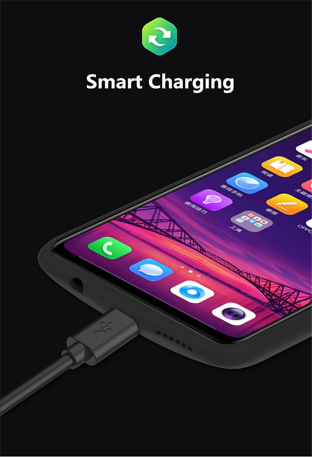 Kqjys 6800mah Case de Carregamento da Bateria Externa para Oppo A7x Case da Bateria Banco de Potência Portátil Carregador de Bateria Cases para Oppo A7x Estojos p/ carregador de bateria 11 Telefonia e Comunicação