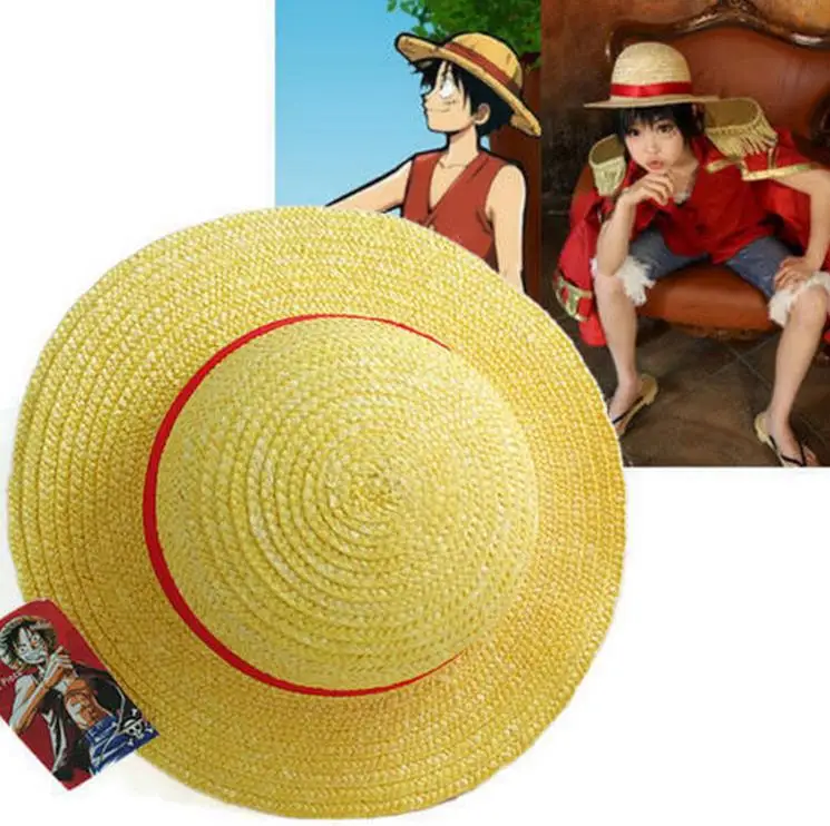 

One Piece Luffy Anime Cosplay Straw Boater Beach Hat Cap Halloween