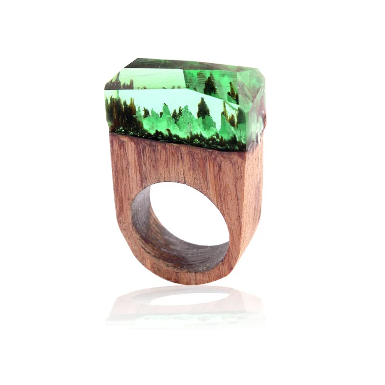 Morkopela деревянное кольцо из полимерного камня ручной работы с великолепным Fanstasy секретный волшебный пейзаж деревянные кольца Boho для женщин и мужчин ювелирные изделия