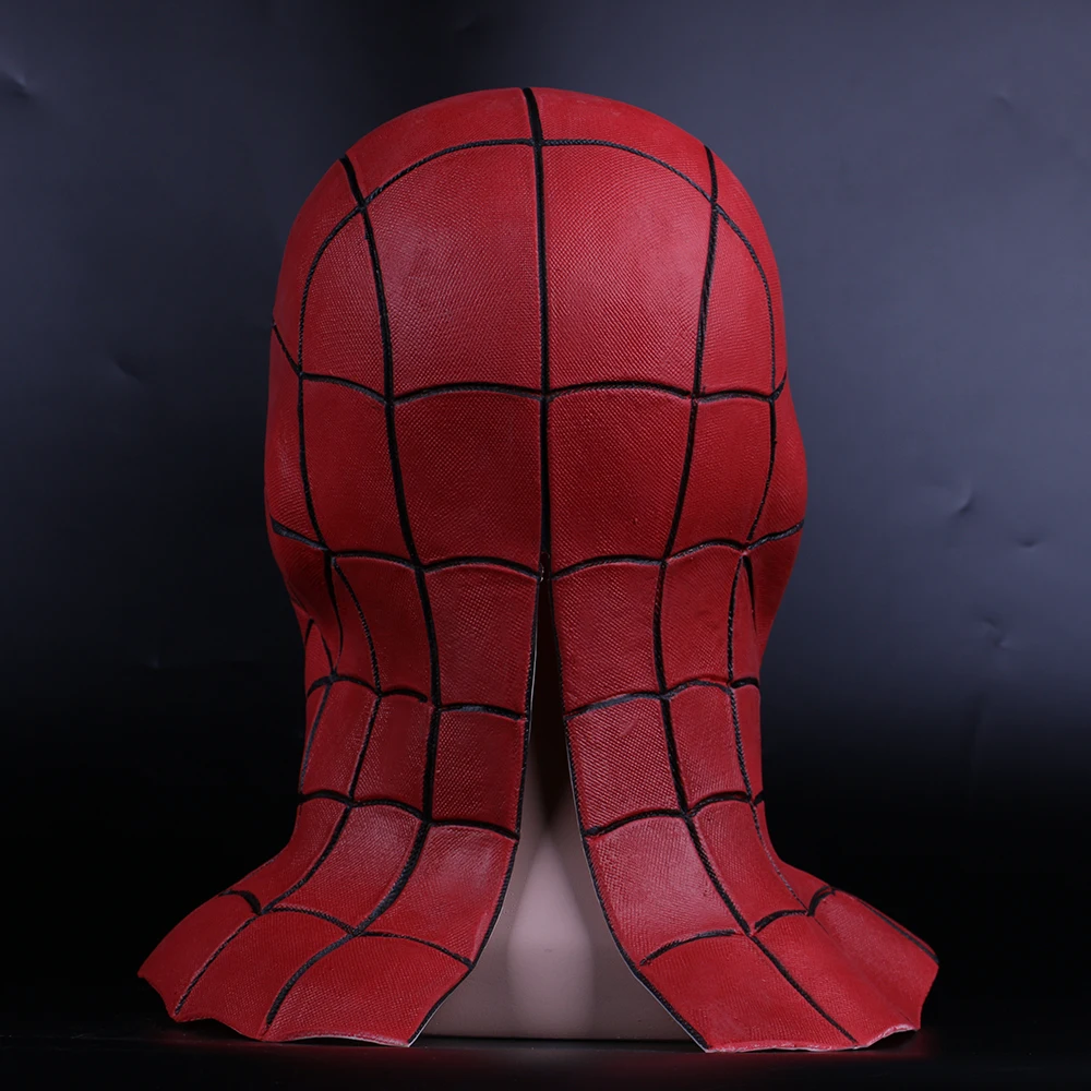 New Avengers Infinity War Superhero Spiderman Mask Red Black Cosplay Full Head adult party Halloween pvc mask prop (17)