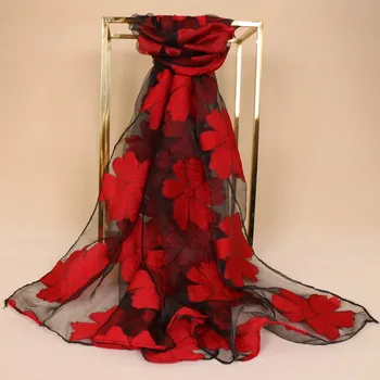 

Lavel ladies soft organza silk flower popular shawls hijab wrap lucency headband neckerchief 10 color scarves/scarf 180*70cm
