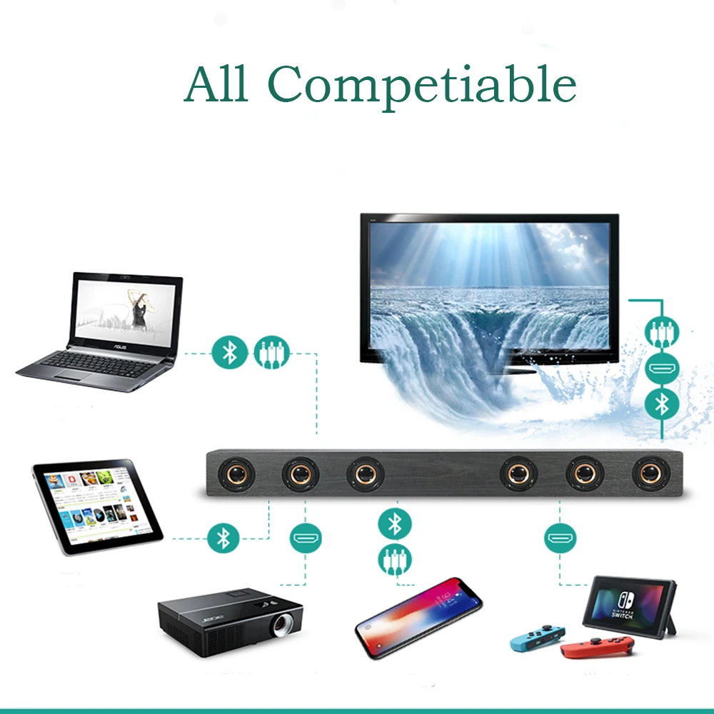  Wireless TV Soundbar Bluetooth Speaker 30W Sound Bar Hifi Stereo Sound Wooden Sound Bar with RCA AU