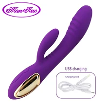 Man nuo G-Spot Rabbit Rechargeable Dildo Vibrator Adult Sex Toys for Women Silicone Clitoris Vagina Stimulator Massager