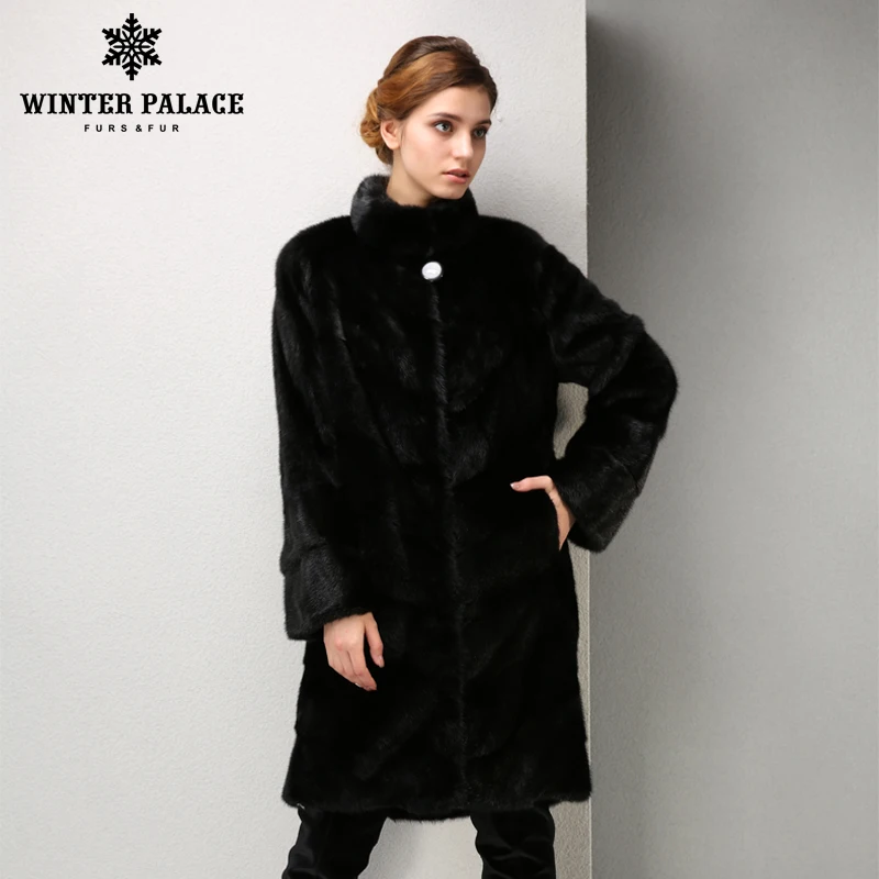 En Classique De Black Véritable Femmes Pour Noir Mode Manteaux Manteau Moyen Cuir D'hiver Palais Mince Fourrure Style Longue Vison 5RWWwpqB4Z