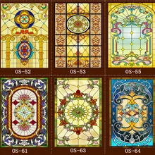 Пользовательские скрабы без клея электростатических непрозрачные Европейский Церковь Витражи окна и двери гардеробы фольги наклейки