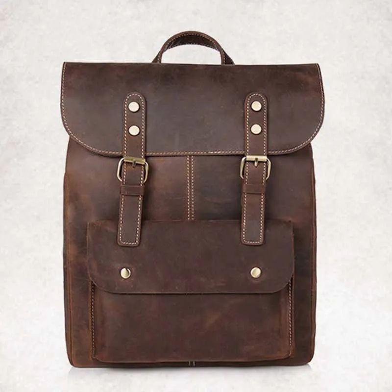 

Original Men's Backpack Genuine Leather Bag Large Capacity Vintage Crazy horse Leather Backpack High Quality BF-L1003