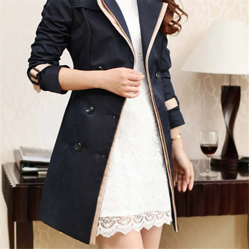 Especially long trench coat for women Double Breasted Slim female Wind breaker sashes Outerwear Autumn Winter trenchcoat