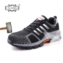 Новая выставка, Мужская Рабочая обувь со стальным носком, дышащая мужская обувь, кроссовки, противоскользящая износостойкая защитная обувь