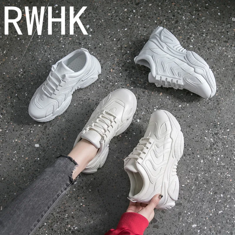 RWHK 2019 new white sports shoes breathable mesh shoes muffin bottom casual trend mesh running shoes B047