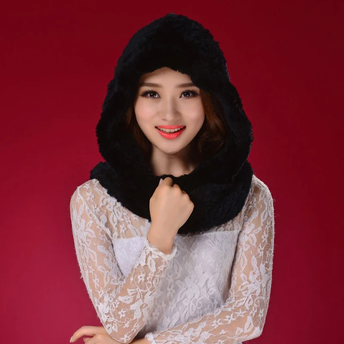 Подлинная настоящее трикотаж кроличий мех шляпы шарф женщин