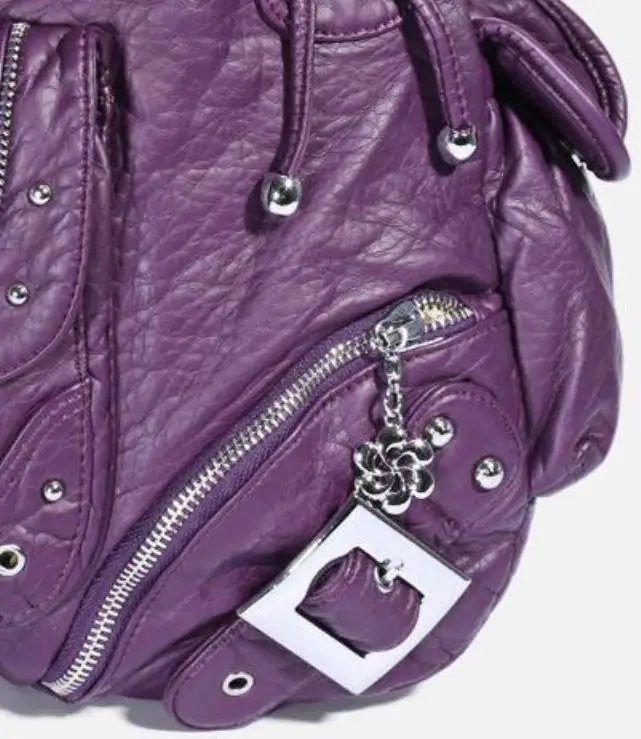 Маленькая стильная сумка-хобо из искусственной кожи, Женская Мини Повседневная дорожная сумка для покупок, сумки с металлическим украшением через плечо для женщин