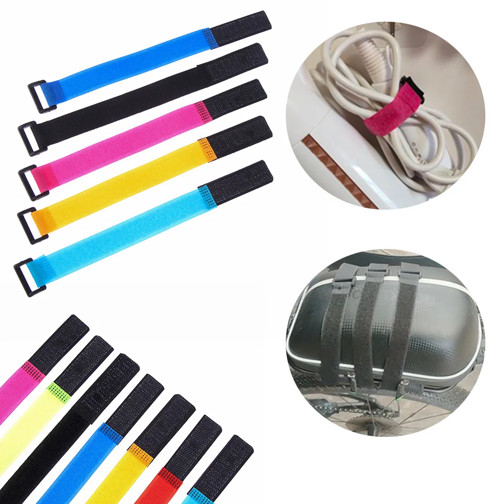 

5Pcs Bundle Tie Hook Loop Fastener Tape Magic Tape Sticks Cable Ties Model Straps Wire With Battery Stick Buckle Belt Accessory
