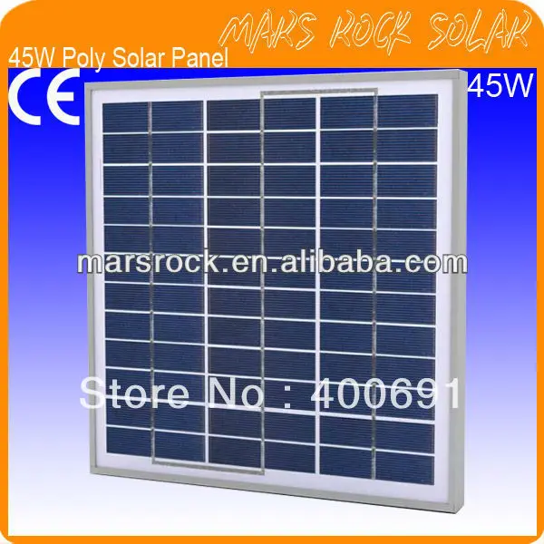 

45W 18V Poly Solar Panel Module with 36 A Grade Poly Cells, Nice Appearance, IP65 Waterproof, 80% Power Warranty within 25 years