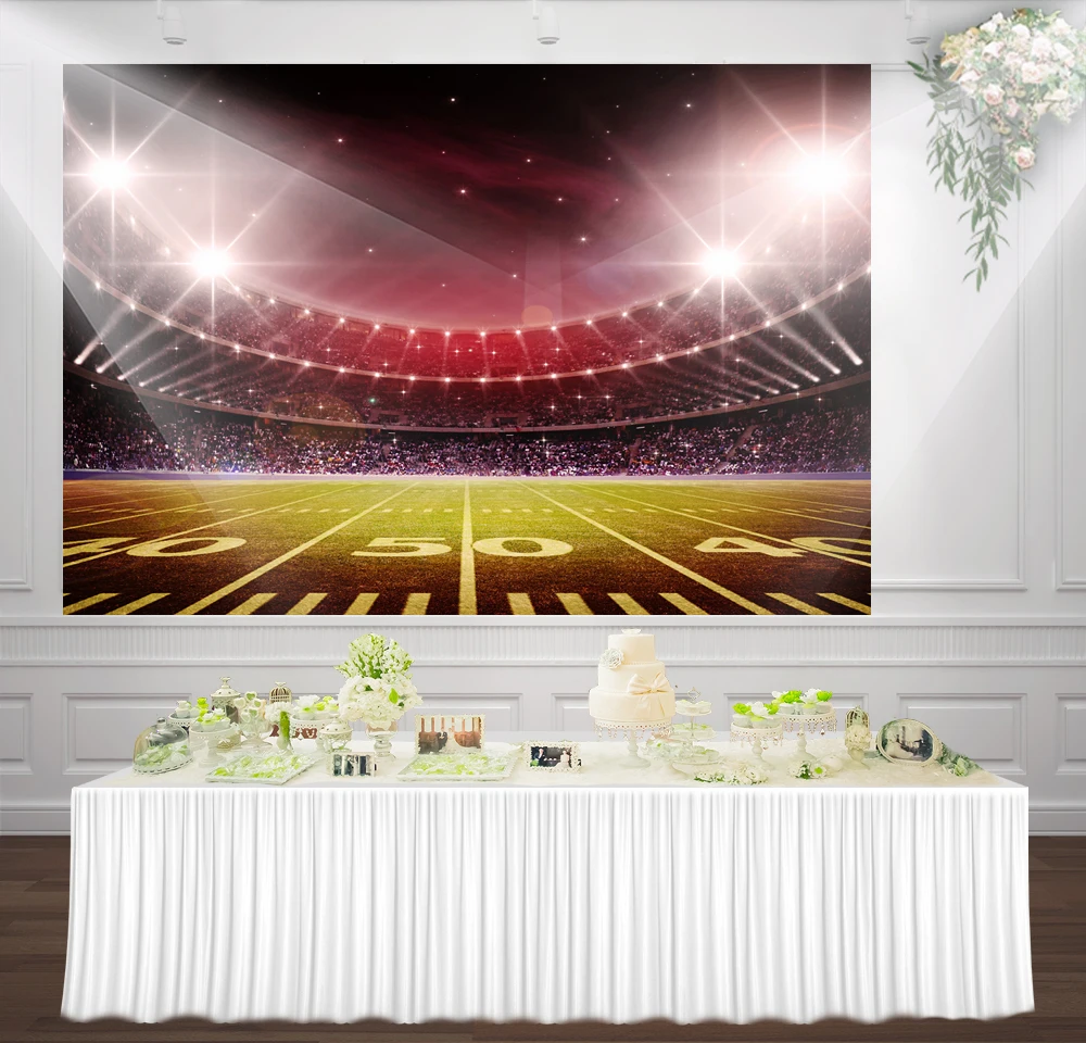 HUAYI football field soccer Million Football stadium photo photography backdrop background for Party Studio Props hz-1059