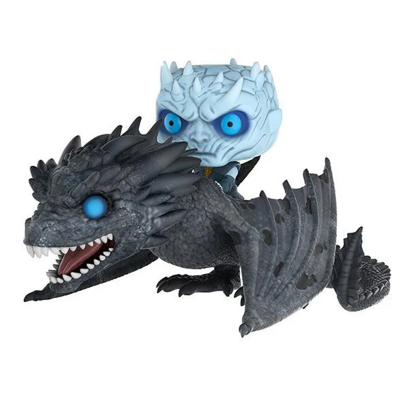 

FUNKO POP Big Size GAME OF THRONES Night King & Icy Viserion Riding DRAGONs 23cm PVC Action Figure Model Toys